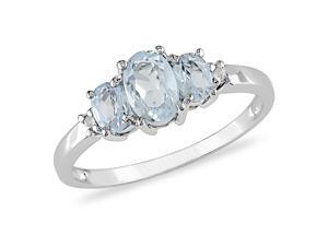 3/4 ct.t.w. Aquamarine and Diamond Accent Ring in 10k White Gold 3/4 ct.t.w. Aquamarine and Diamond Accent Ring in 10k White Gold