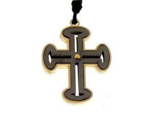Cross Pendant on Black Cord in Italian Stainless Steel Cross Pendant on Black Cord in Italian Stainless Steel