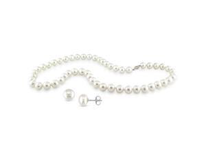 Sterling Silver Freshwater White Pearl Necklace & Earring Set Sterling Silver Freshwater White Pearl Necklace & Earring Set