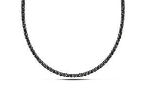 17'' Silver Black Rhodium plated Black Cubic Zirconia Necklace 17'' Silver Black Rhodium plated Black Cubic Zirconia Necklace