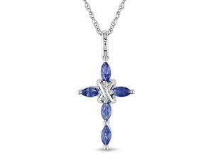 10K White Gold Sapphire Cross Pendant 10K White Gold Sapphire Cross Pendant