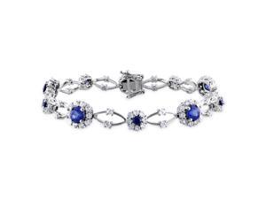 Amour Sterling Silver 7 1/3ct TGW Created Blue and White Sapphire Link Bracelet (7in) Amour Sterling Silver 7 1/3ct TGW Created Blue and White Sapphire Link Bracelet (7in)