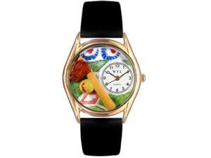 Softball Black Skin Leather And Goldtone Watch #C0820023 Softball Black Skin Leather And Goldtone Watch #C0820023
