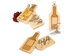 Picnic Time 846-00-505 Silhouette Bottle Shaped Two Toned Wooden Cheese Board With Wine and Cheese Tools Picnic Time 846-00-505 Silhouette Bottle Shaped Two Toned Wooden Cheese Board With Wine and Cheese Tools