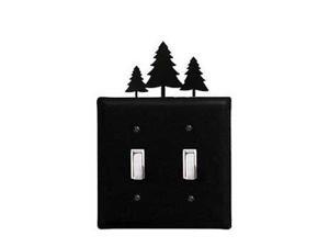 Village Wrought Iron ESS-20 Pine Trees Switch Cover Double - Black Village Wrought Iron ESS-20 Pine Trees Switch Cover Double - Black