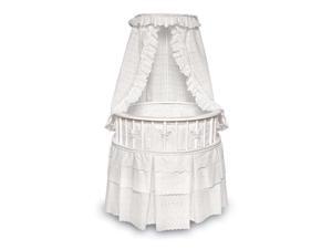 Badger Basket 00827 White Elegance Round Baby Bassinet With White Eyelet Bedding Badger Basket 00827 White Elegance Round Baby Bassinet With White Eyelet Bedding