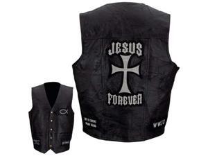 Giovanni Navarre Leather Vest with Christian Patch-3X Giovanni Navarre Leather Vest with Christian Patch-3X