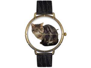 American Shorthair Cat Black Leather And Goldtone Photo Watch #N0120035 American Shorthair Cat Black Leather And Goldtone Photo Watch #N0120035