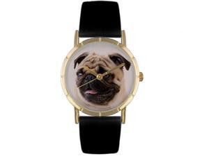 Pug Black Leather And Goldtone Photo Watch #P0130061 Pug Black Leather And Goldtone Photo Watch #P0130061