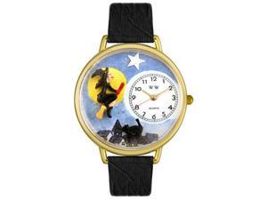 Whimsical Watches G1220001 Halloween Flying Witch Black Skin Leather And Goldtone Watch Whimsical Watches G1220001 Halloween Flying Witch Black Skin Leather And Goldtone Watch