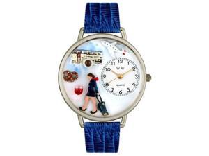 Whimsical Watches U0610007 Flight Attendant Royal Blue Leather And Silvertone Watch Whimsical Watches U0610007 Flight Attendant Royal Blue Leather And Silvertone Watch