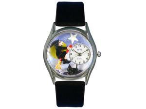Whimsical Watches S1220009 Halloween Flying Witch Black Leather And Silvertone Watch Whimsical Watches S1220009 Halloween Flying Witch Black Leather And Silvertone Watch