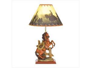 SWM 37991 Horse Design Table Lamp Fabric Shade Wild West SWM 37991 Horse Design Table Lamp Fabric Shade Wild West