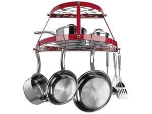 Range Kleen CW6003 Double Shelf Wall Hanging Pot Rack - Red Range Kleen CW6003 Double Shelf Wall Hanging Pot Rack - Red