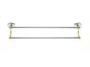 JVJHardware 21548 Plain 24 in. Double Towel Bar Set Concealed Screw - Chrome and Brass JVJHardware 21548 Plain 24 in. Double Towel Bar Set Concealed Screw - Chrome and Brass
