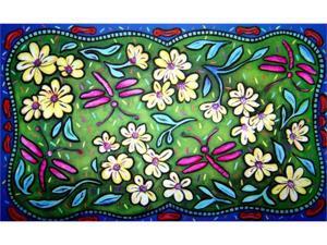 Custom Printed Rugs Dm-17 Flowers And Dragonflies Door Mat Custom Printed Rugs Dm-17 Flowers And Dragonflies Door Mat