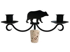 Village Wrought Iron C-WB-14 Bear Wine Bottle Topper - Candelabra Village Wrought Iron C-WB-14 Bear Wine Bottle Topper - Candelabra