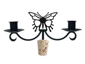Village Wrought Iron C-WB-38 Butterfly Wine Bottle Topper - Candelabra Village Wrought Iron C-WB-38 Butterfly Wine Bottle Topper - Candelabra