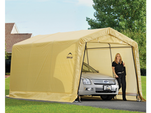 ShelterLogic 62681 10X15x8 Auto Shelter, 1-.38 in. 4-Rib Peak Style Frame, Sandstone Cover ShelterLogic 62681 10X15x8 Auto Shelter, 1-.38 in. 4-Rib Peak Style Frame, Sandstone Cover