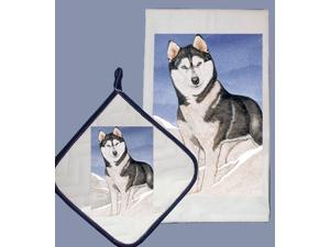 Pipsqueak Productions DP927 Dish Towel and Pot Holder Set - Siberian Husky Pipsqueak Productions DP927 Dish Towel and Pot Holder Set - Siberian Husky