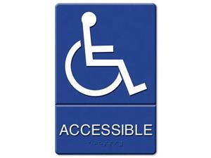 ADA Sign Wheelchair Accessible, Tactile Symbol/Braille, Plastic, 6x9, Blue/White ADA Sign Wheelchair Accessible, Tactile Symbol/Braille, Plastic, 6x9, Blue/White