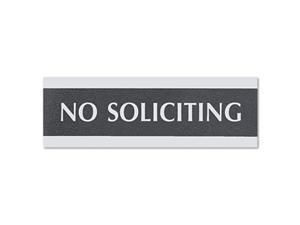 Century Series Office Sign, No Soliciting, 9 x 1/2 x 3, Black/Silver Century Series Office Sign, No Soliciting, 9 x 1/2 x 3, Black/Silver