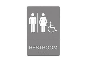ADA Sign, Restroom/Wheelchair Accessible Tactile Symbol, Molded Plastic, 6 x 9 ADA Sign, Restroom/Wheelchair Accessible Tactile Symbol, Molded Plastic, 6 x 9