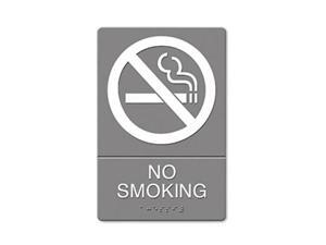 ADA Sign, No Smoking Symbol w/Tactile Graphic, Molded Plastic, 6 x 9, Gray ADA Sign, No Smoking Symbol w/Tactile Graphic, Molded Plastic, 6 x 9, Gray