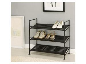 Neu Home 97223 Black Tier Shoe Rack with Tubular Steel and Plastic Resin Material Neu Home 97223 Black Tier Shoe Rack with Tubular Steel and Plastic Resin Material
