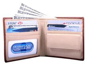 Leatherbay 50130 Double Fold Wallet With Coin Pocket, Tan Natural Leatherbay 50130 Double Fold Wallet With Coin Pocket, Tan Natural