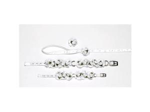 A Pets World 14000201-8 Ribbon Dog Collar + Leash Set- Wedding Petal Flower Rosettes with Pearls A Pets World 14000201-8 Ribbon Dog Collar + Leash Set- Wedding Petal Flower Rosettes with Pearls