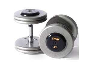 Troy Barbell HFD-22.5R Pro-Style Dumbbells - Gray Plates And Rubber End Caps - 22.5 Pounds Each - Sold as Pairs Troy Barbell HFD-22.5R Pro-Style Dumbbells - Gray Plates And Rubber End Caps - 22.5 Pounds Each - Sold as Pairs