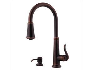 Price Pfister GT529YPU Ashfield Pullout Spray Kitchen Faucet with Soap Dispenser, Low Lead Compliant, in Rustic Bronze Price Pfister GT529YPU Ashfield Pullout Spray Kitchen Faucet with Soap Dispenser, Low Lead Compliant, in Rustic Bronze