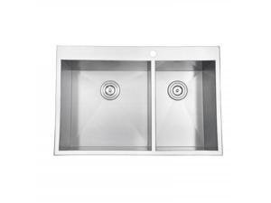 Ruvati RVH8050 Overmount 16 Gauge 33 in. Kitchen Sink Double Bowl Ruvati RVH8050 Overmount 16 Gauge 33 in. Kitchen Sink Double Bowl