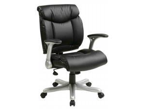 Office Star-Work Smart ECH8967R5-EC3 Managers Black Eco Leather Chair with Fixed Padded Arms and Silver Base Office Star-Work Smart ECH8967R5-EC3 Managers Black Eco Leather Chair with Fixed Padded Arms and Silver Base