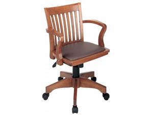 Office Star 108FW-1 Deluxe Wood Bankers Chair with Vinyl Padded Seat in Fruit Wood Finish with Brown Vinyl- Fruitwood Finish - Brown Vinyl Office Star 108FW-1 Deluxe Wood Bankers Chair with Vinyl Padded Seat in Fruit Wood Finish with Brown Vinyl- Fruitwood Finish - Brown Vinyl
