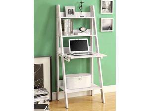Monarch Specialties I 7040 White 61 in. Ladder Bookcase With A Drop-Down Desk Monarch Specialties I 7040 White 61 in. Ladder Bookcase With A Drop-Down Desk
