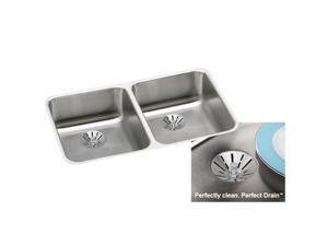 Elkay ELUH3118PD Gourmet 30.75 in. x 18.5 in. Double Basins Sink in Stainless Steel with 7.875 in. Bowl Depth and Perfect Drain Elkay ELUH3118PD Gourmet 30.75 in. x 18.5 in. Double Basins Sink in Stainless Steel with 7.875 in. Bowl Depth and Perfect Drain