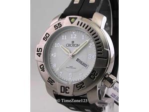 Croton CA301085BSDW Mens Rubber & Steel Day Date Watch Croton CA301085BSDW Mens Rubber & Steel Day Date Watch
