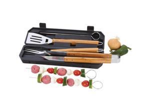 Chefmaster KTBQ7BAM Chefmaster 8pc Stainless Steel Barbeque Tool Set With Bamboo Handles Chefmaster KTBQ7BAM Chefmaster 8pc Stainless Steel Barbeque Tool Set With Bamboo Handles