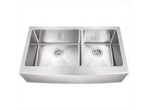 Schon SCAPL604016 Luxury Large 16 Gauge 60-40 Double Bowl Apron Front Kitchen Sink in Stainless Steel Schon SCAPL604016 Luxury Large 16 Gauge 60-40 Double Bowl Apron Front Kitchen Sink in Stainless Steel