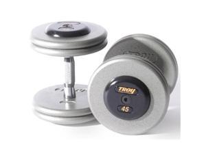 Troy Barbell HFDC-005-150R Pro-Style Dumbbells Set - Gray Plates And Rubber End Caps - One Pair Each 5-50 Pounds - Sold as Pairs Troy Barbell HFDC-005-150R Pro-Style Dumbbells Set - Gray Plates And Rubber End Caps - One Pair Each 5-50 Pounds - Sold as Pairs
