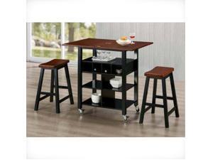 4D Concepts 43928 Phoenix Kitchen Island with 2 Stools - Mahogany and Black 4D Concepts 43928 Phoenix Kitchen Island with 2 Stools - Mahogany and Black