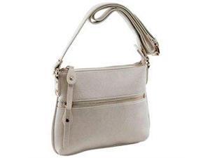 Parinda 11133 ASHEN Textured Faux Leather Crossbody Bag - Cream Parinda 11133 ASHEN Textured Faux Leather Crossbody Bag - Cream