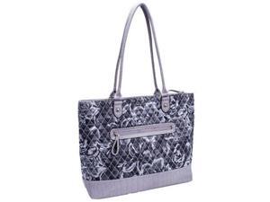Parinda 11163 ALLIE Quilted Fabric with Croco Faux Leather Tote - Grey Floral Parinda 11163 ALLIE Quilted Fabric with Croco Faux Leather Tote - Grey Floral