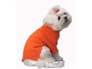 A Pets World 07153707-12 Mercerized Cotton Roll Neck Cable Orange Citrus Dog Sweater A Pets World 07153707-12 Mercerized Cotton Roll Neck Cable Orange Citrus Dog Sweater
