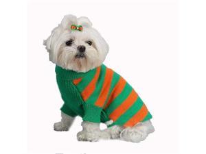 A Pets World 07153803-16 Mercerized Cotton Grass-Orange Rugby Dog Sweater A Pets World 07153803-16 Mercerized Cotton Grass-Orange Rugby Dog Sweater