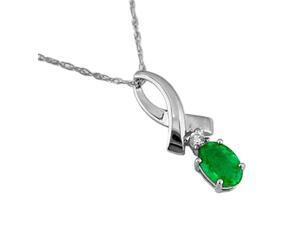 Jewelry Castle 15-104-WGN 14K White Gold Diamond and Emerald Necklace Jewelry Castle 15-104-WGN 14K White Gold Diamond and Emerald Necklace