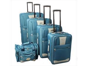 Transworld 731700-TEAL Expandable Wheeled Upright Luggage Set, Teal - 5 Piece Transworld 731700-TEAL Expandable Wheeled Upright Luggage Set, Teal - 5 Piece
