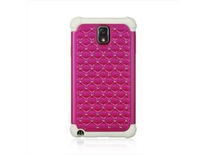 DreamWireless SCASAMNOTE3STDCKWTHP Samsung Galaxy Note 3 Hybrid Studded Diamond Case White Skin Plus Hot Pink PC DreamWireless SCASAMNOTE3STDCKWTHP Samsung Galaxy Note 3 Hybrid Studded Diamond Case White Skin Plus Hot Pink PC
